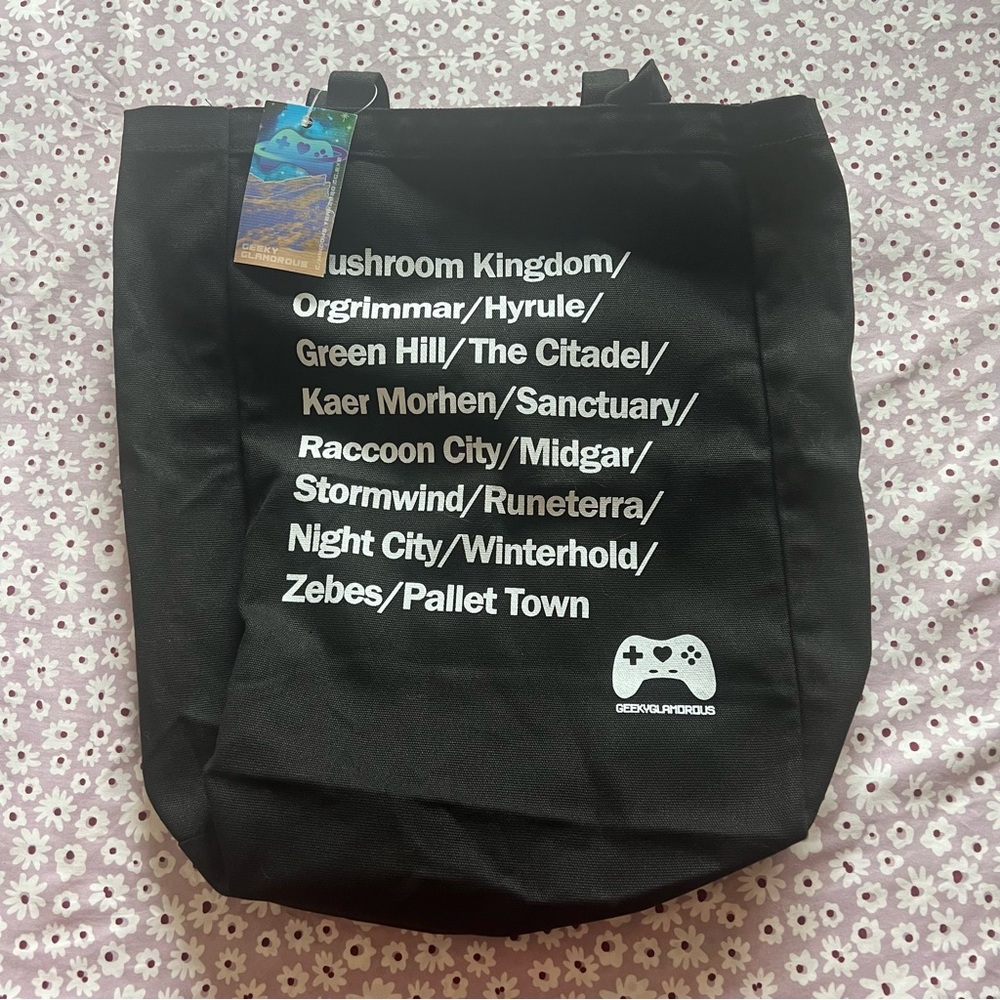 Geeky Glamorous Nintendo Capcom Black Video Game Tote Bag